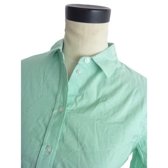 NWT Everlane Long Sleeve Button Down Cotton Mint Green Striped Shirt 6 - Picture 5 of 8